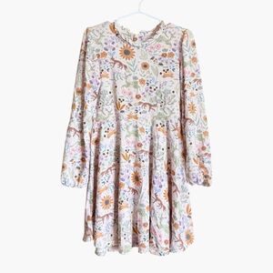Magnetic Me Woodland Floral Modal Dress Cream 4T Ruffle Neck Soft Hedgehog Fox